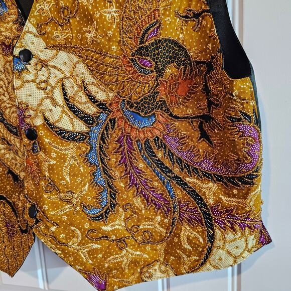 Vintage Beaded Vest Womens Medium Gold Embellished 90s Avant Garde Elegant Glam - Picture 3 of 11